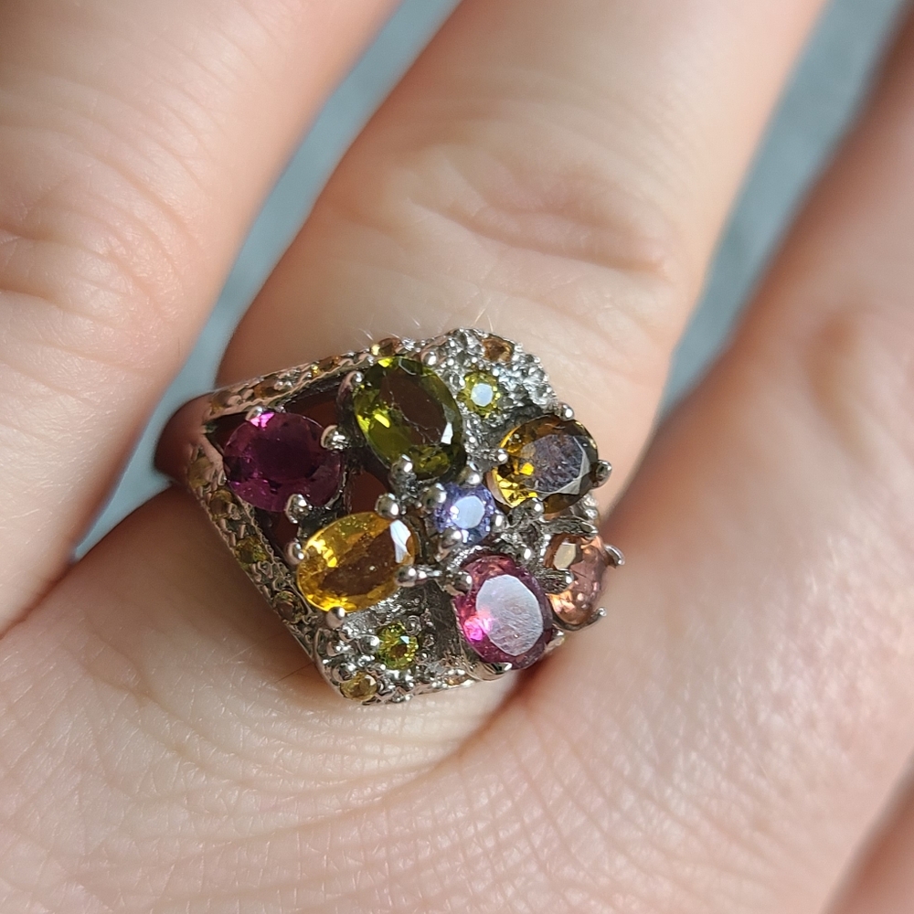 Vintage Multicolor Tourmaline Sterling Ring